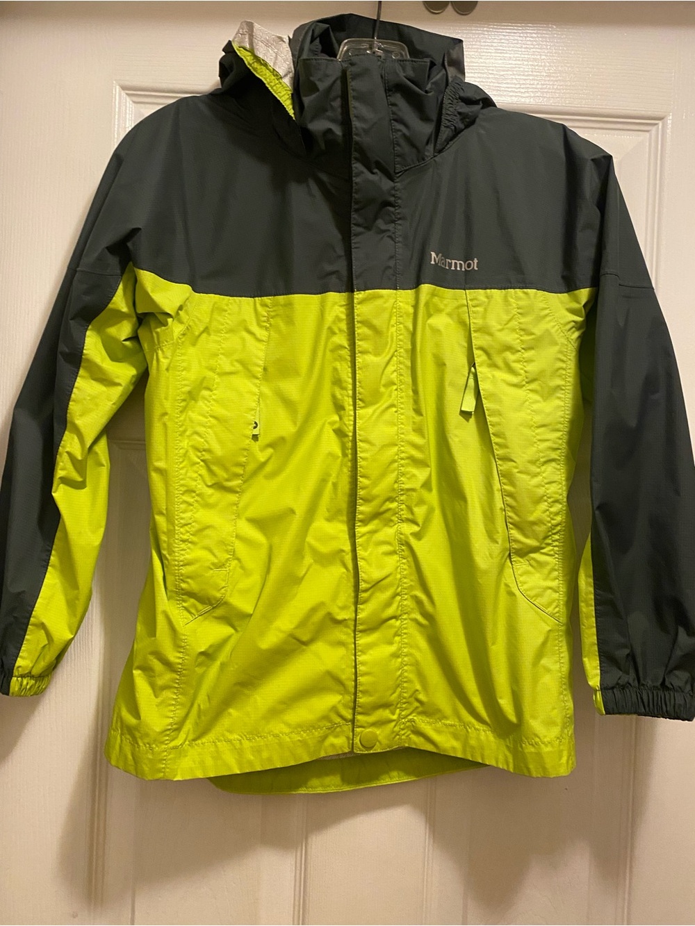 Marmot Kids Hooded Rain Jacket - Lime Green and Charcoal